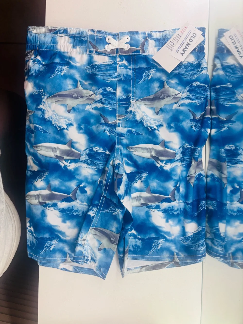 Old Navy Blue Shark Print Boys Swim Trunks